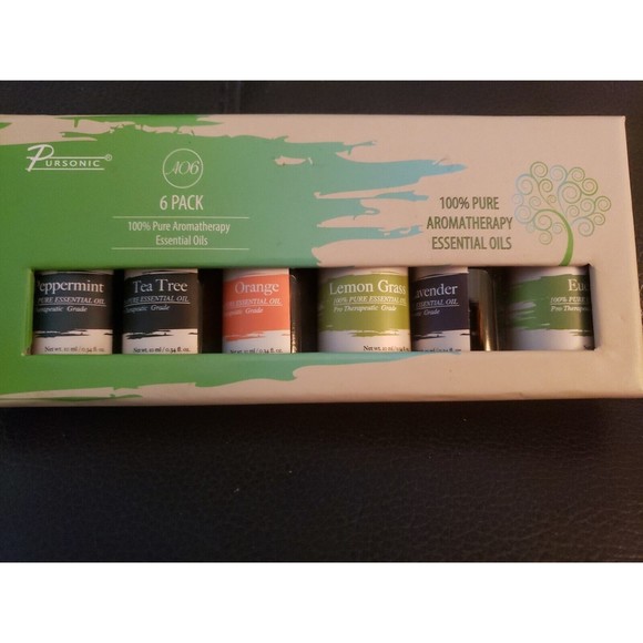 Pursonic 100% Pure Essential Aromatherapy Oils Blends Gift Set-6 Pack NIB - Picture 3 of 3